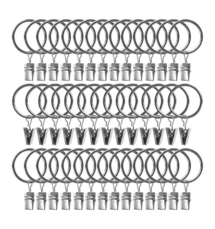 40-Pack Heavy Duty Curtain Ring Clips – Dual-Size Metal Drapery Hooks for Standard & Large Rods