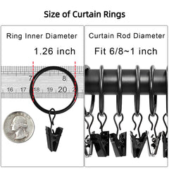 40-Pack Heavy Duty Curtain Ring Clips – Dual-Size Metal Drapery Hooks for Standard & Large Rods