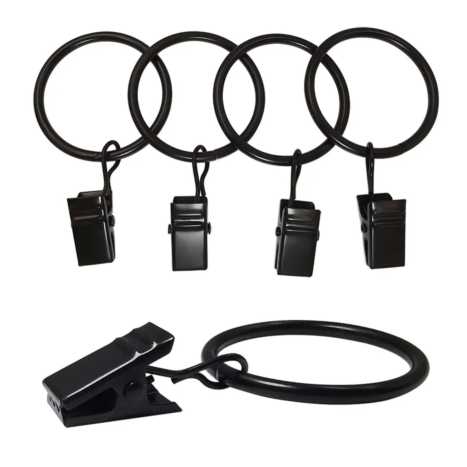 40-Pack Heavy Duty Curtain Ring Clips – Dual-Size Metal Drapery Hooks for Standard & Large Rods