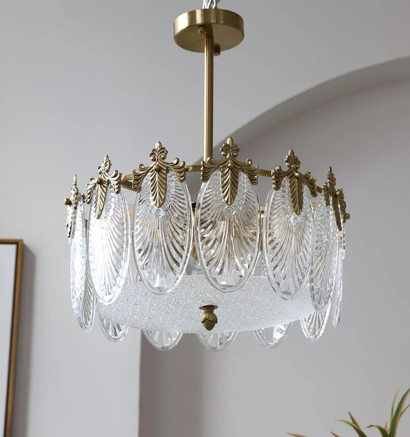 Decorative Pattern Glass Round Chandelier - NexioPick