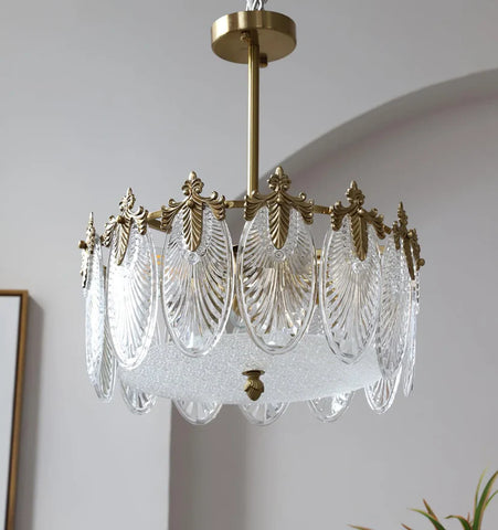 Decorative Pattern Glass Round Chandelier - NexioPick