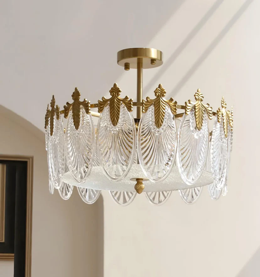 Decorative Pattern Glass Round Chandelier - NexioPick