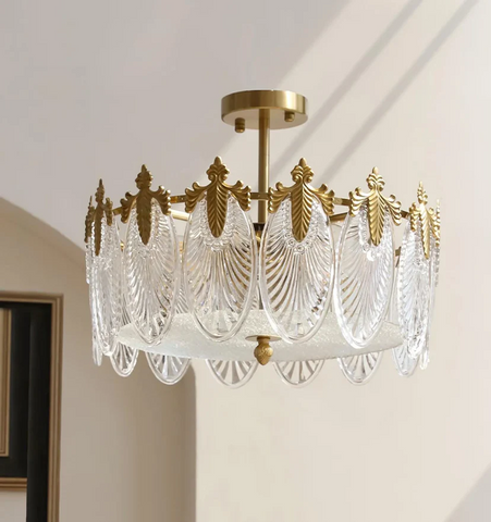 Decorative Pattern Glass Round Chandelier - NexioPick