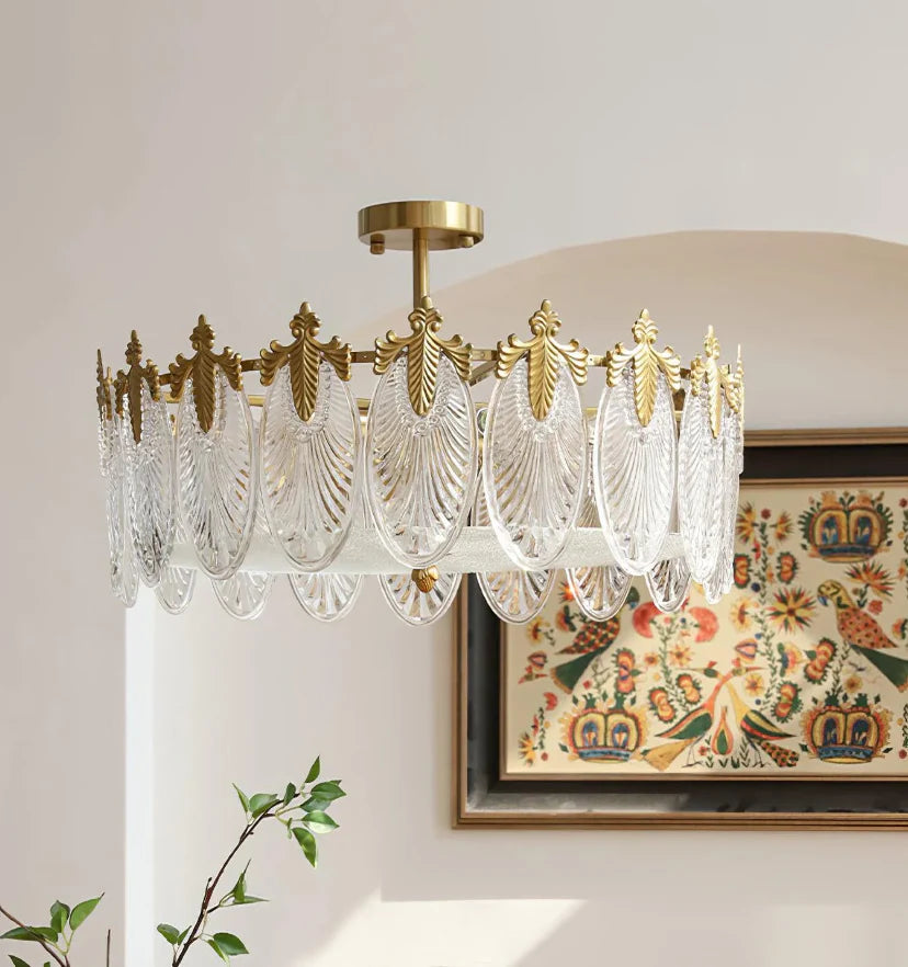 Decorative Pattern Glass Round Chandelier - NexioPick