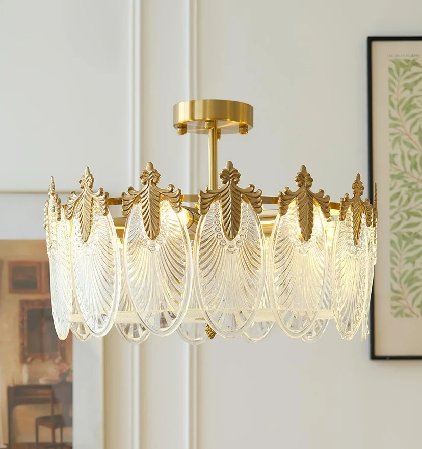 Decorative Pattern Glass Round Chandelier - NexioPick