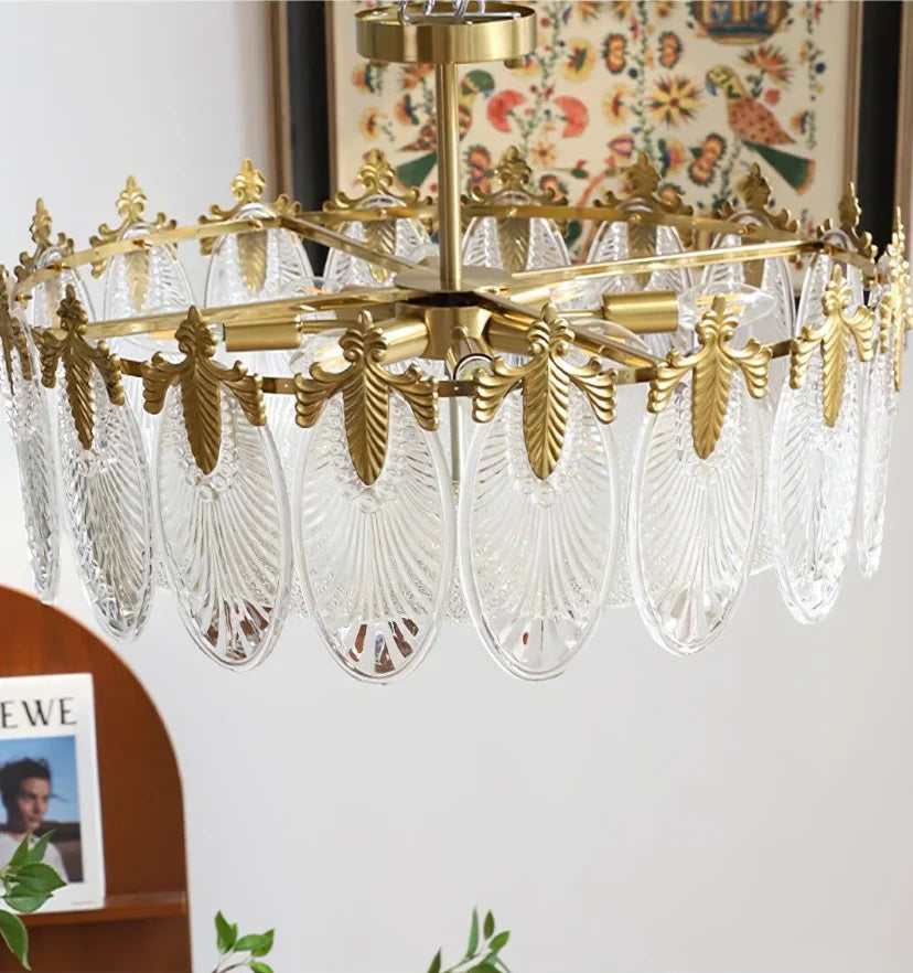 Decorative Pattern Glass Round Chandelier - NexioPick