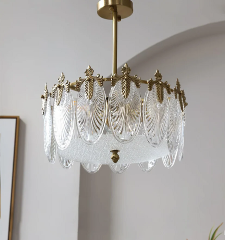 Decorative Pattern Glass Round Chandelier - NexioPick