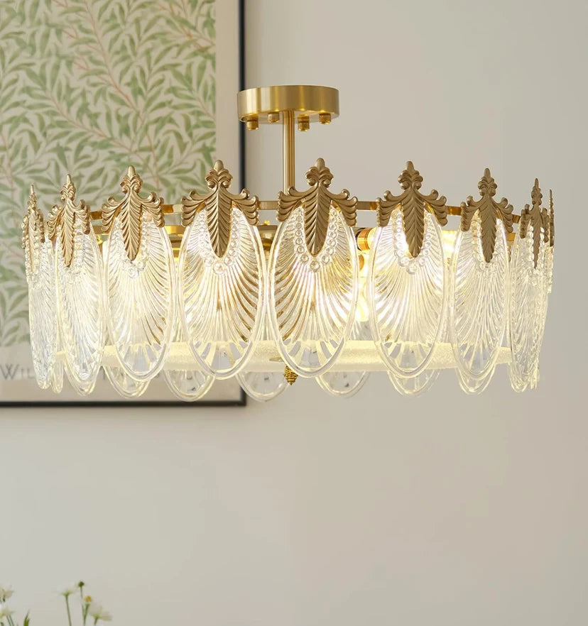 Decorative Pattern Glass Round Chandelier - NexioPick