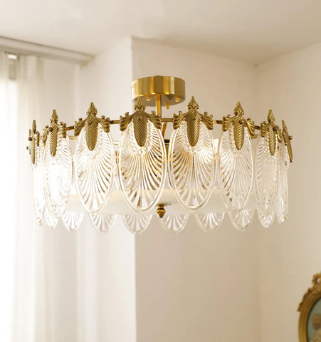 Decorative Pattern Glass Round Chandelier - NexioPick