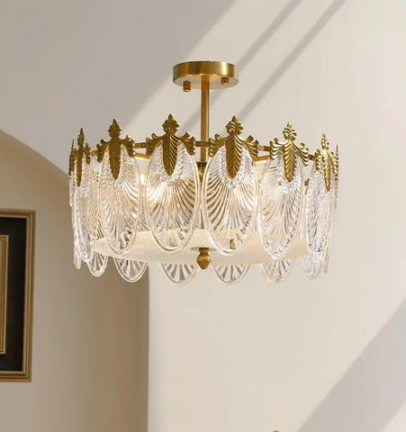 Decorative Pattern Glass Round Chandelier - NexioPick