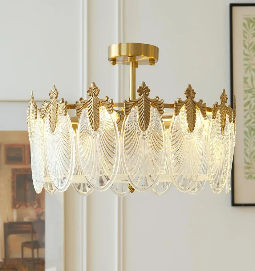 Decorative Pattern Glass Round Chandelier - NexioPick