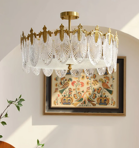 Decorative Pattern Glass Round Chandelier - NexioPick