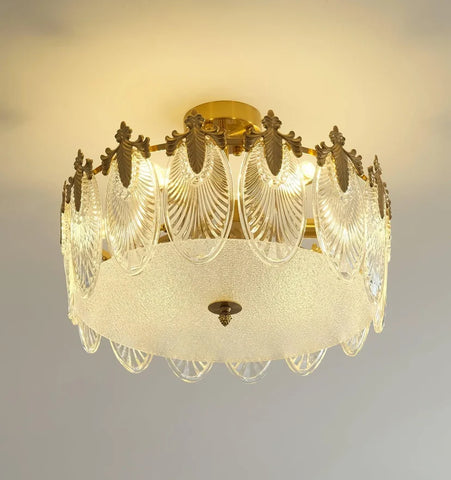 Decorative Pattern Glass Round Chandelier - NexioPick