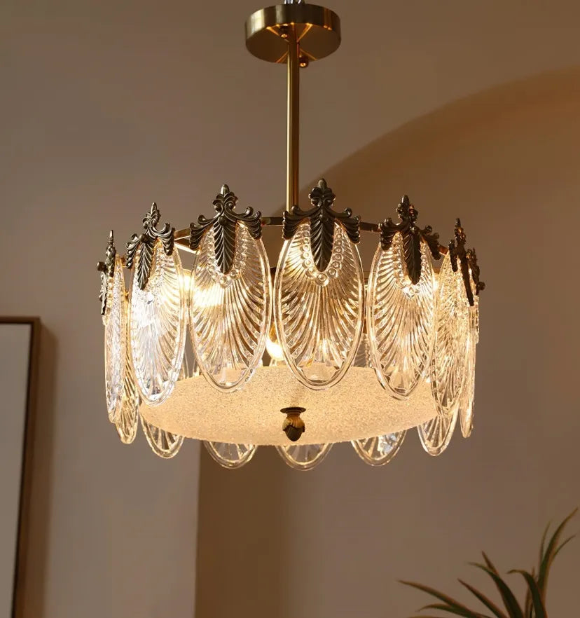 Decorative Pattern Glass Round Chandelier - NexioPick