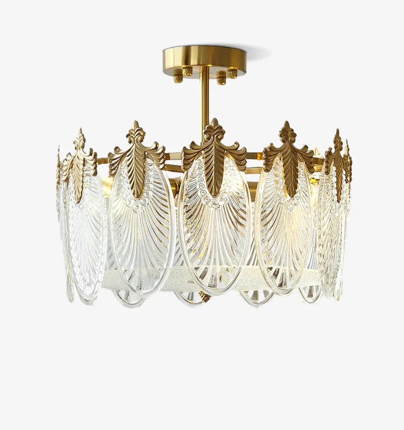 Decorative Pattern Glass Round Chandelier - NexioPick