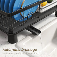 Dish Drying Rack – Space-Saving Stainless Steel Drainer with Utensil Holder & Drainboard