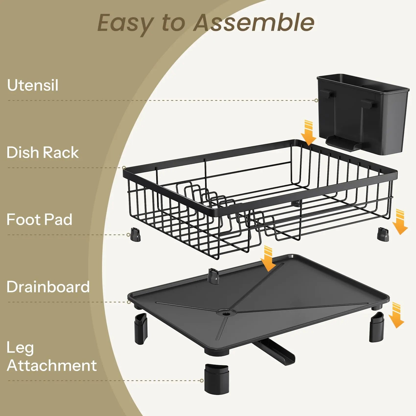 Dish Drying Rack – Space-Saving Stainless Steel Drainer with Utensil Holder & Drainboard
