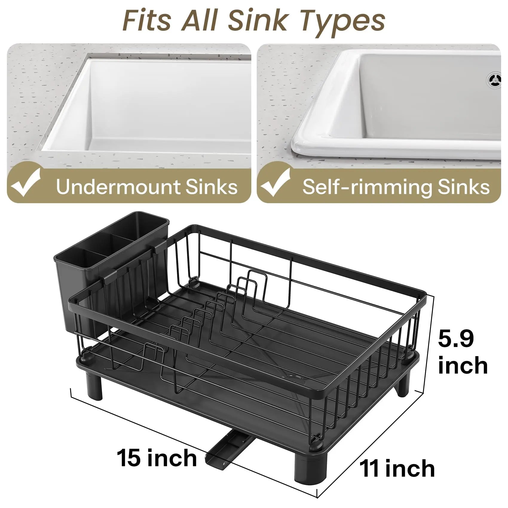 Dish Drying Rack – Space-Saving Stainless Steel Drainer with Utensil Holder & Drainboard