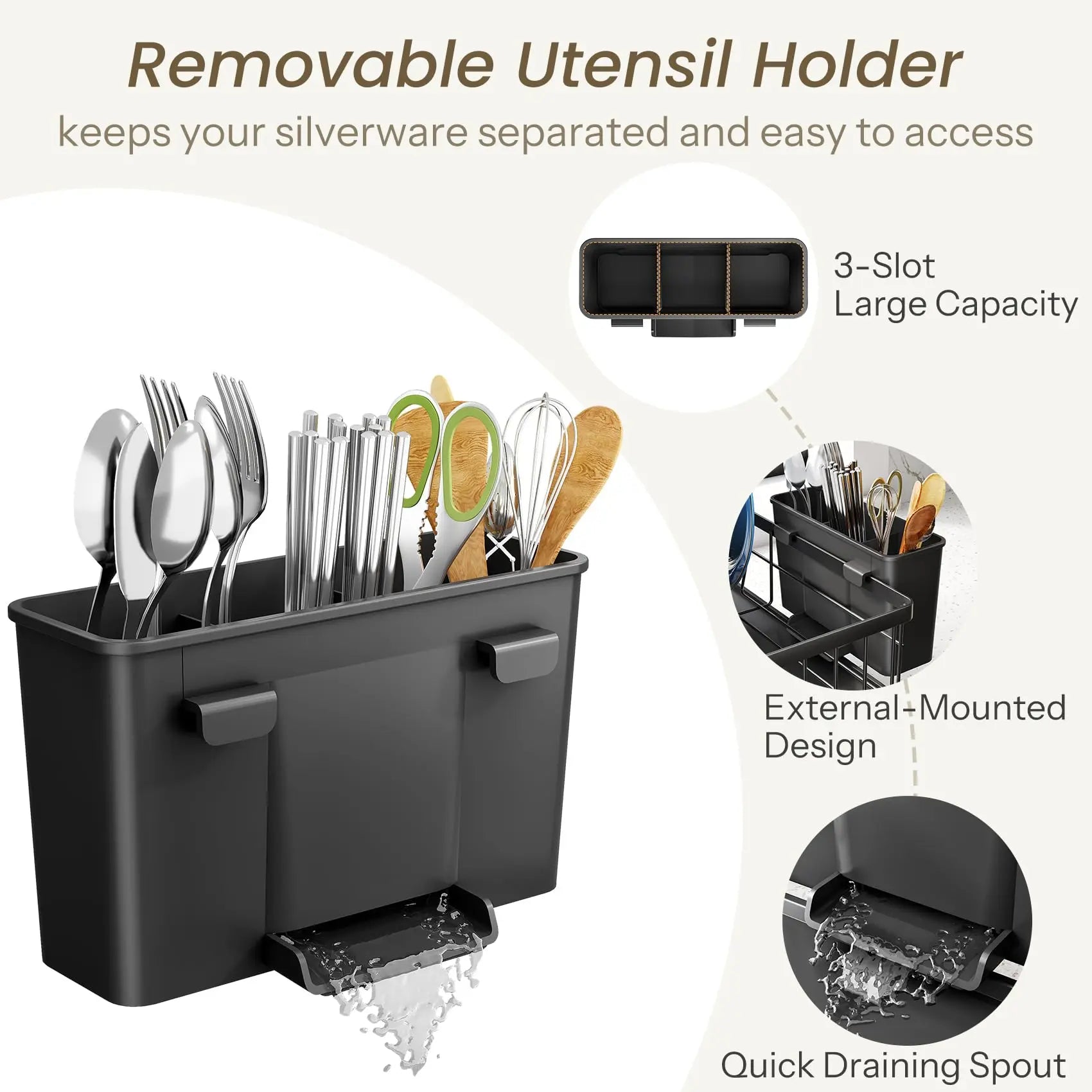 Dish Drying Rack – Space-Saving Stainless Steel Drainer with Utensil Holder & Drainboard