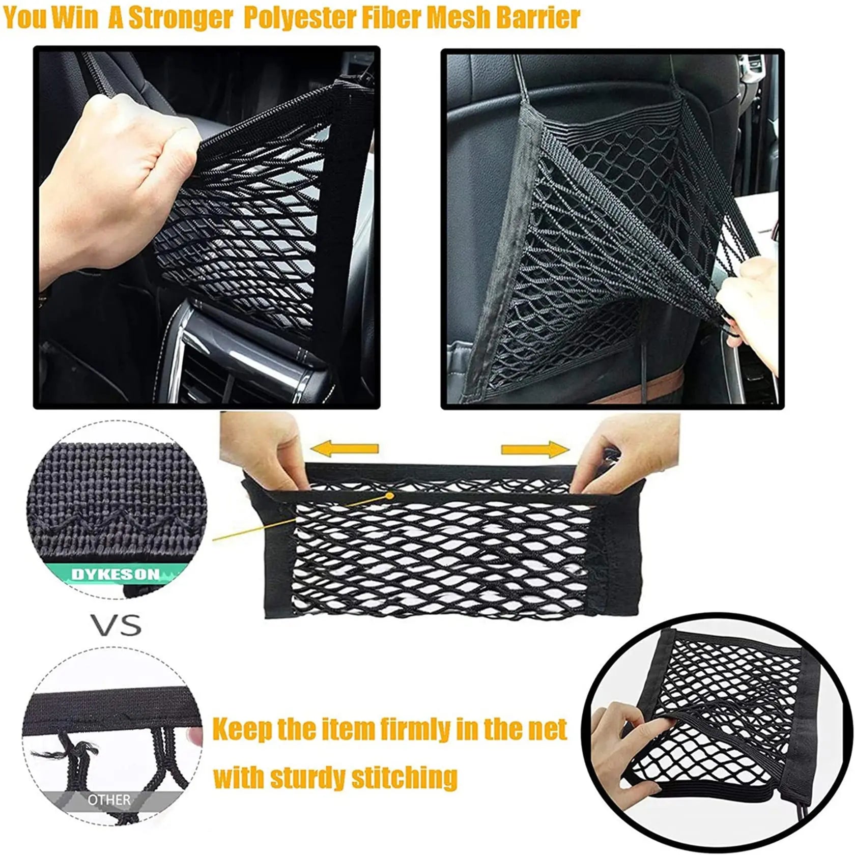 Dog Car Barrier & Storage Net – Universal Pet Divider with Mesh Organizer for Cars & SUVs
