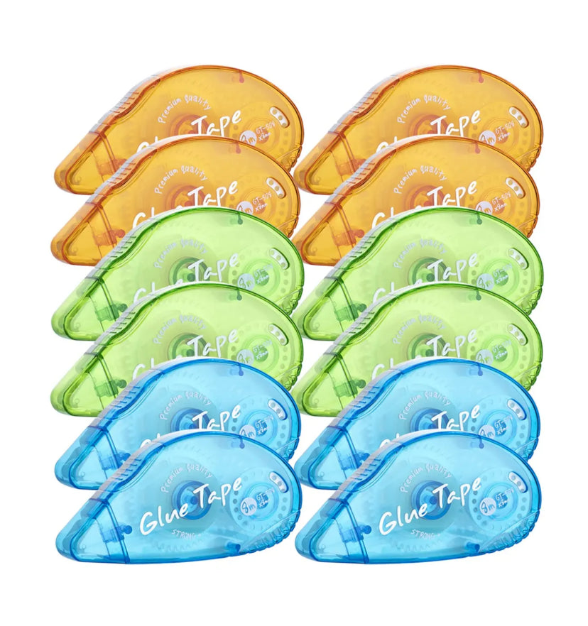 Double-Sided Tape Rollers – 12-Pack Mess-Free Adhesive for Scrapbooking & Crafts