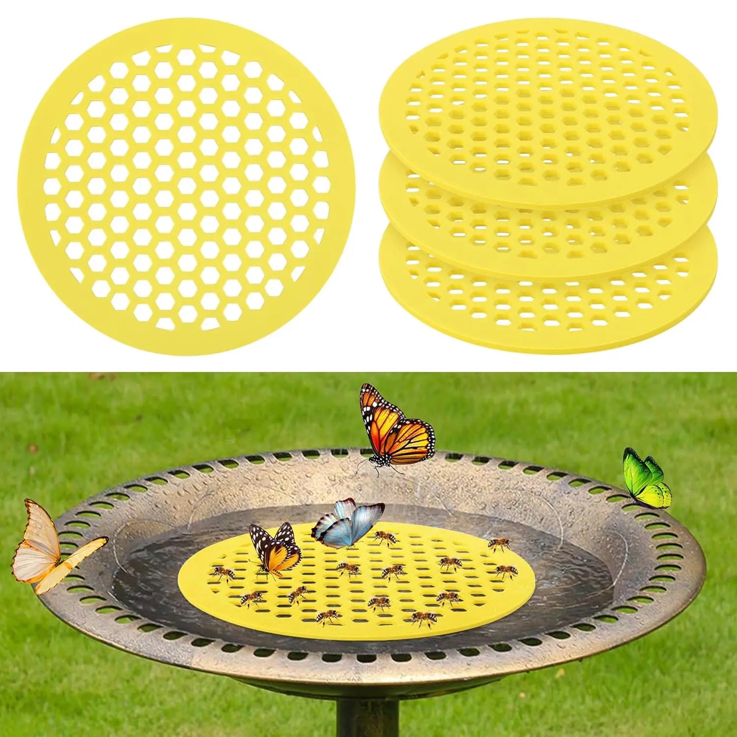 4-Pack Floating Bee Waterer Islands – Safe Drinking Station for Bees & Butterflies, Garden Pollinator Support