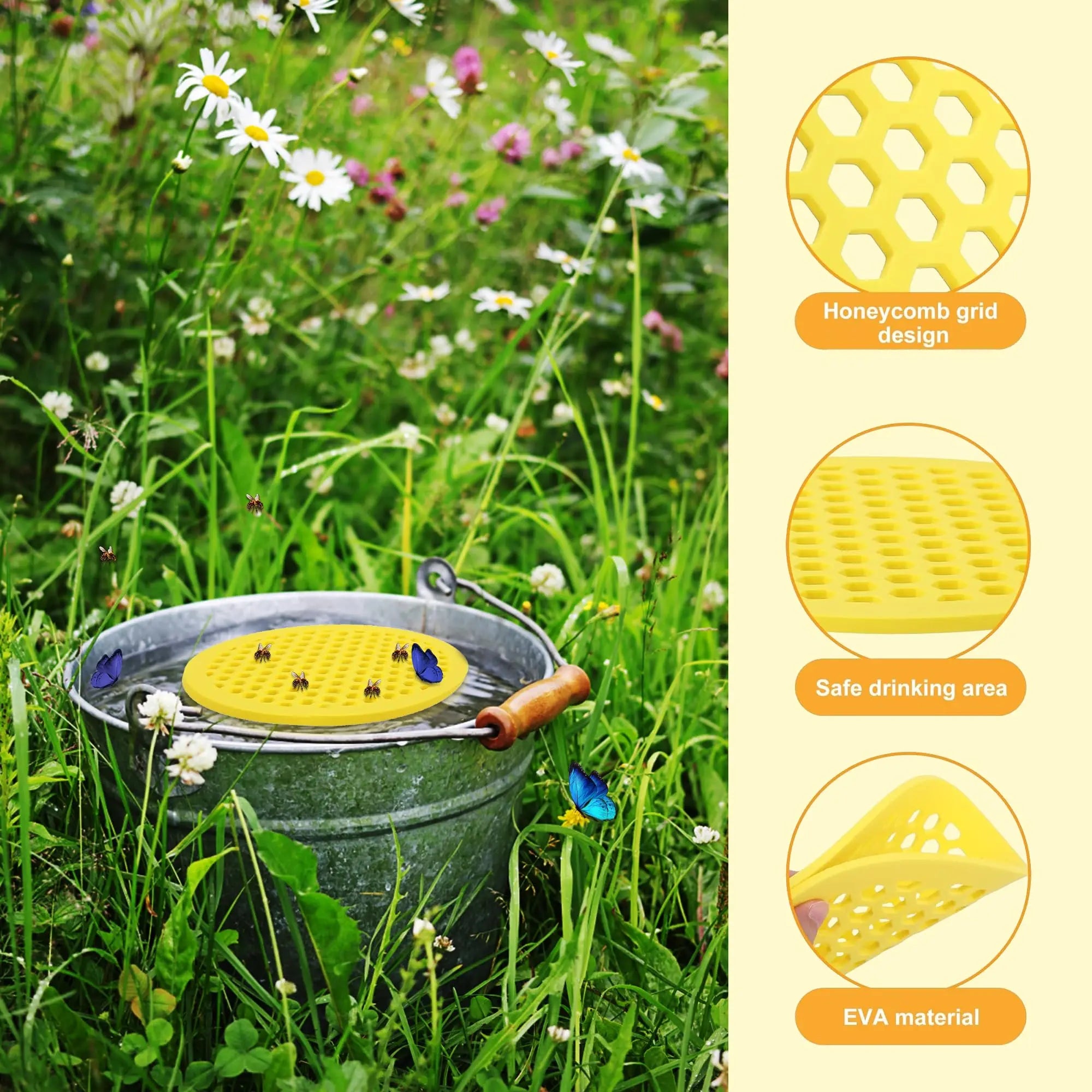 4-Pack Floating Bee Waterer Islands – Safe Drinking Station for Bees & Butterflies, Garden Pollinator Support