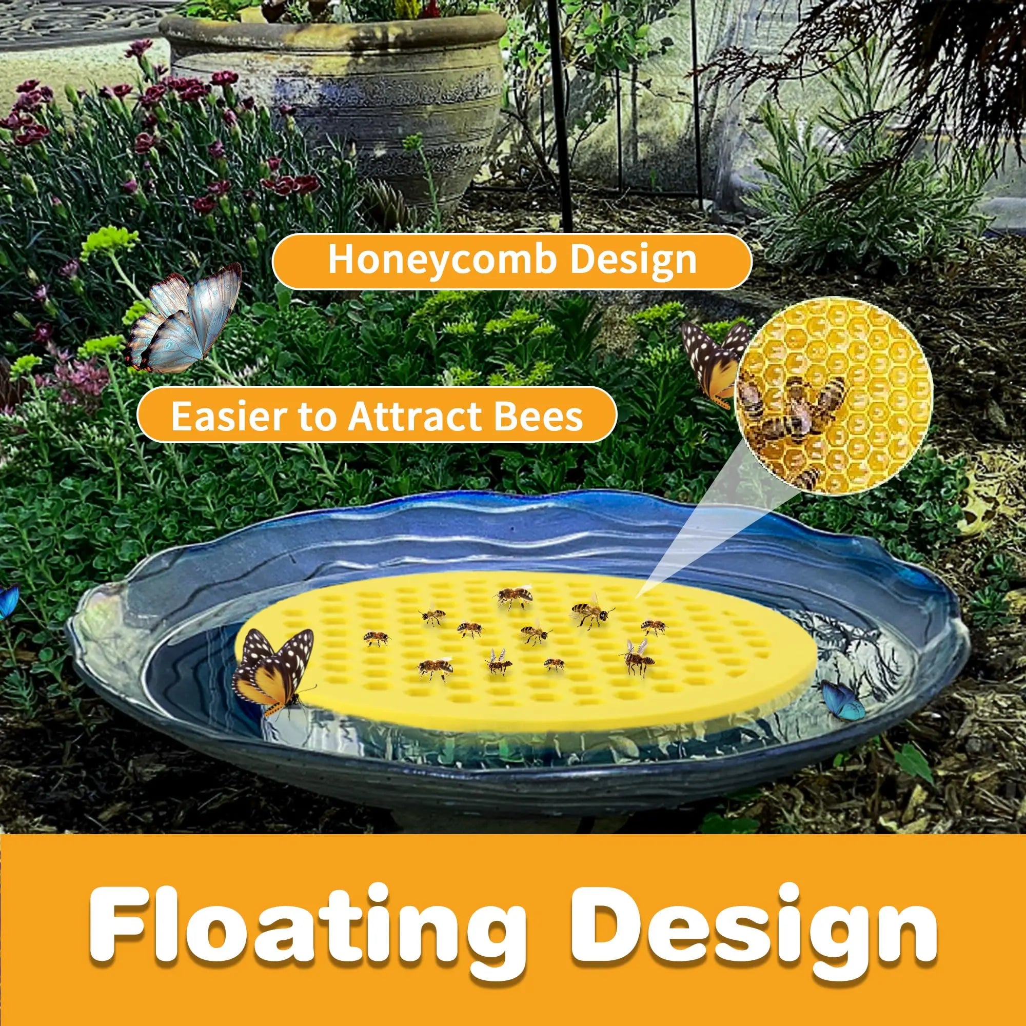 4-Pack Floating Bee Waterer Islands – Safe Drinking Station for Bees & Butterflies, Garden Pollinator Support