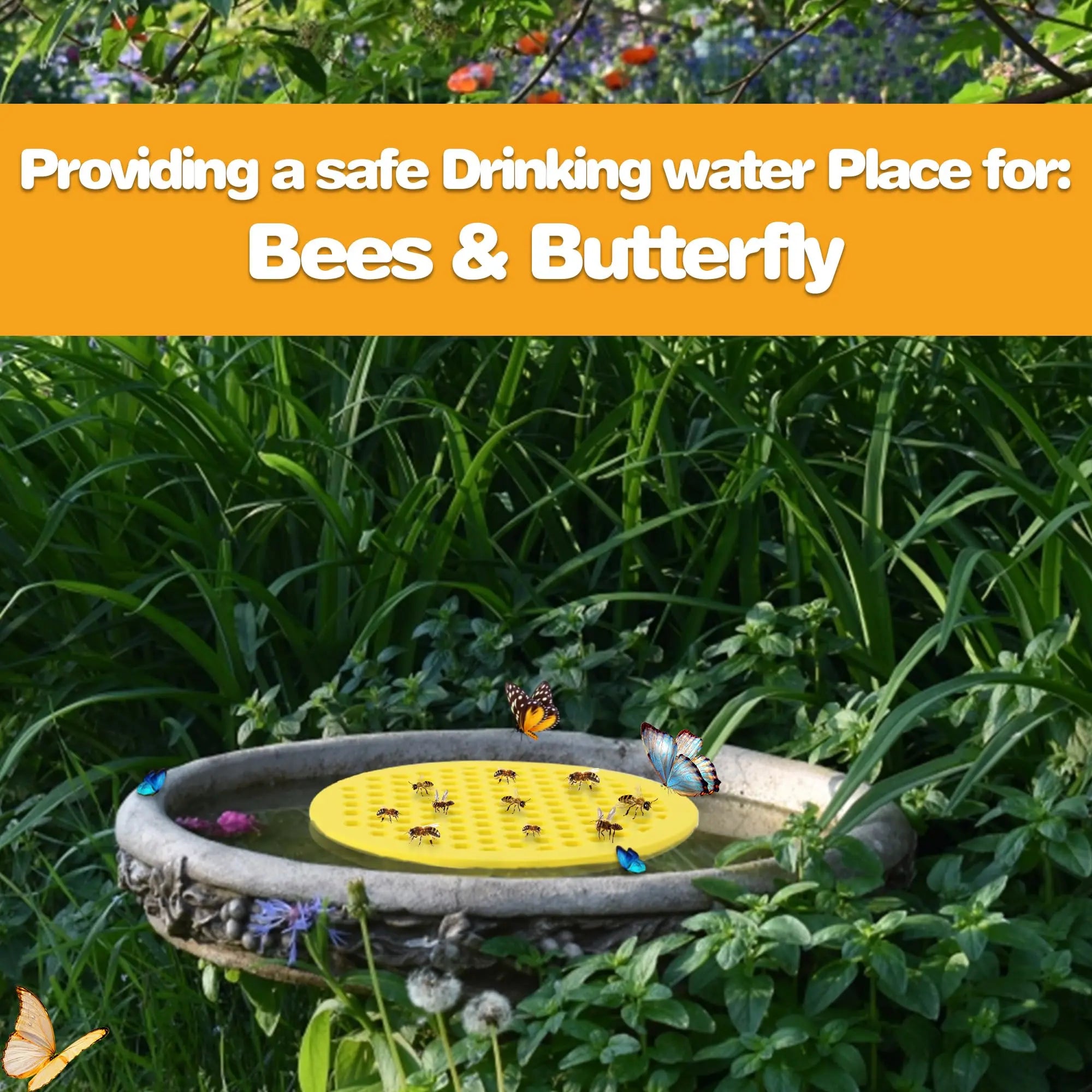 4-Pack Floating Bee Waterer Islands – Safe Drinking Station for Bees & Butterflies, Garden Pollinator Support