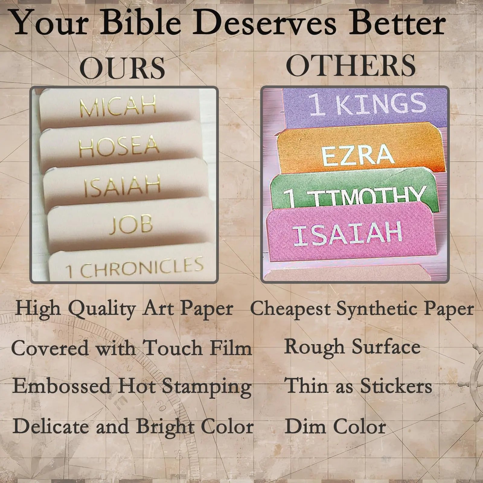 Elegant Laminated Bible Tabs for Women and Men – Bible Study Tabs, Bible Study Journaling Supplies, Bible Book Index Tabs