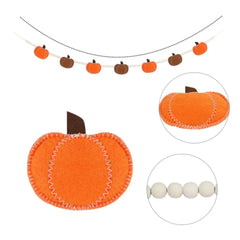 Felt Pumpkin Bead Garland – Boho Chic Fall Decor for Mantel, Shelf & Doorway