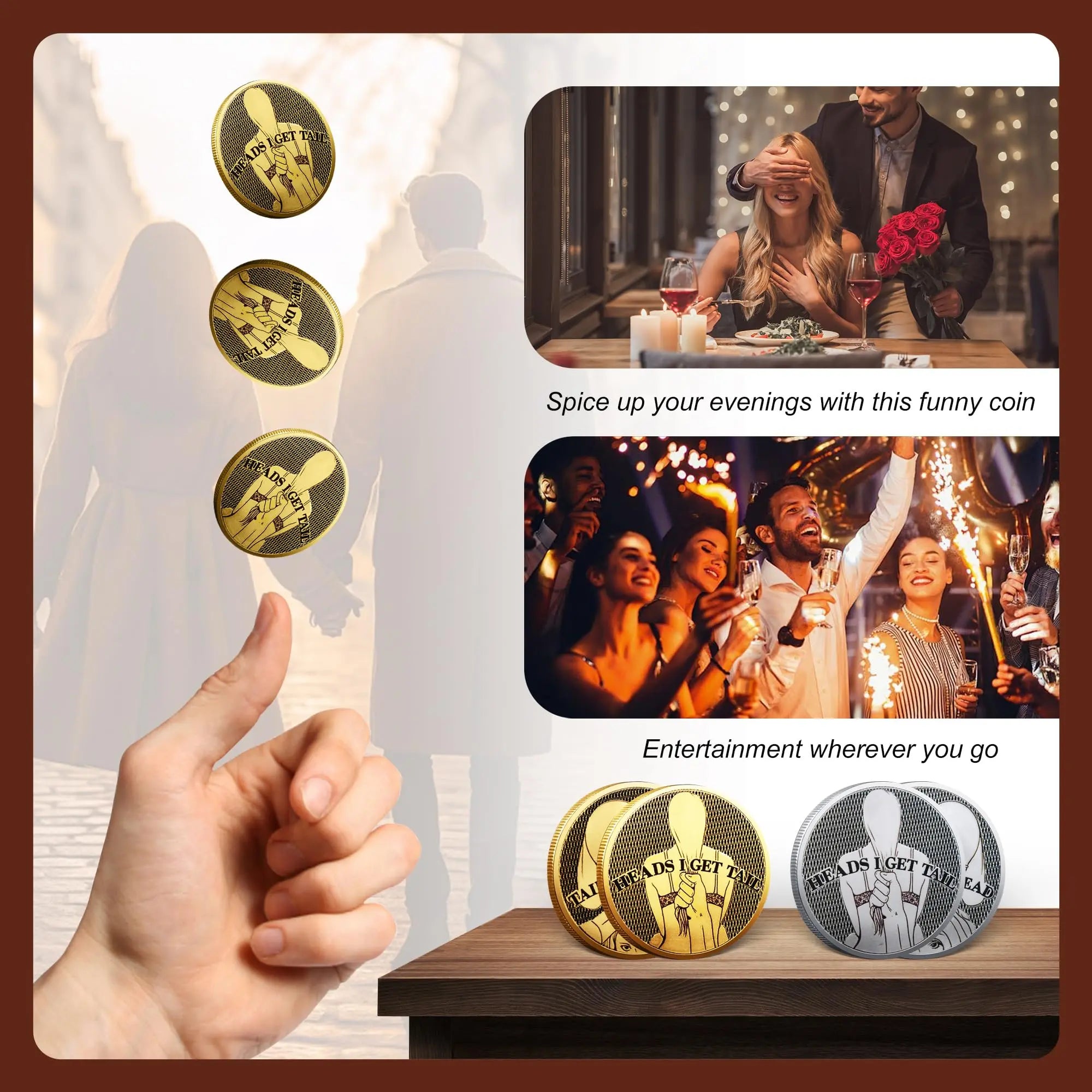Funny Heads and Tails Coin – "Heads I Get, Tails You Get" Funny Challenge Coins for Couples & Collectors