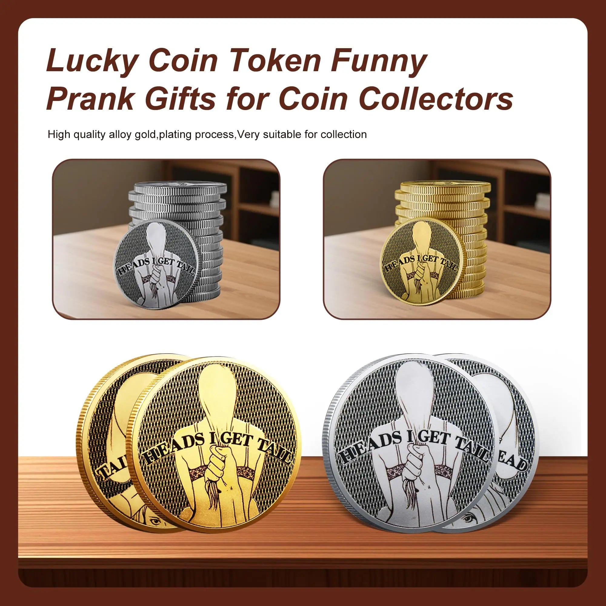 Funny Heads and Tails Coin – "Heads I Get, Tails You Get" Funny Challenge Coins for Couples & Collectors