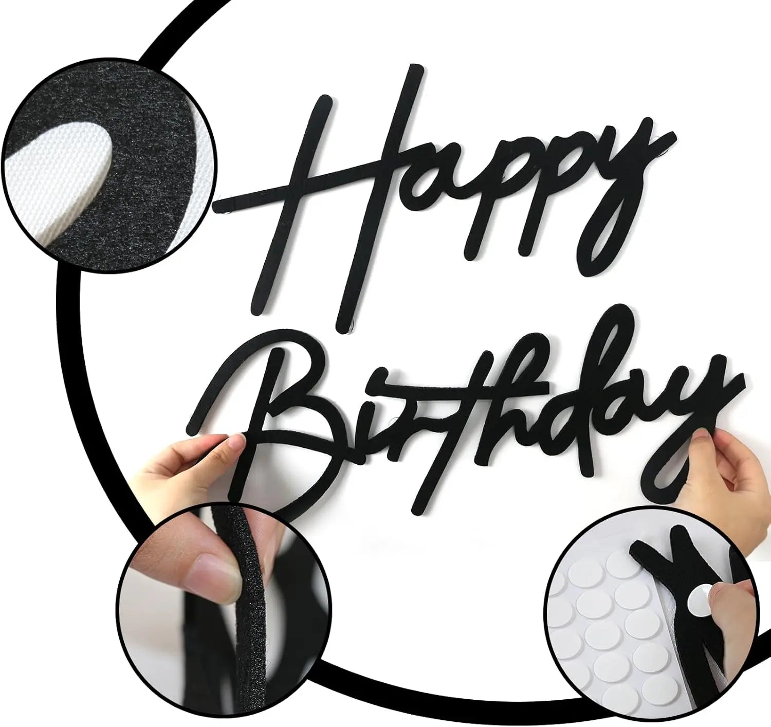 Glitter Gold Felt "Happy Birthday" Wall Sign – Reusable Party Backdrop Letters for Baby Showers & Birthdays