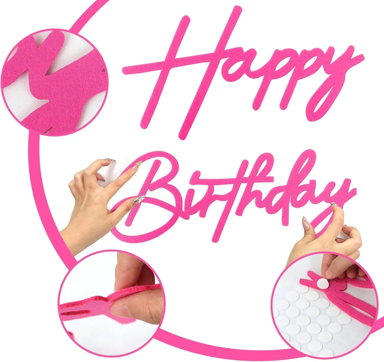 Glitter Gold Felt "Happy Birthday" Wall Sign – Reusable Party Backdrop Letters for Baby Showers & Birthdays