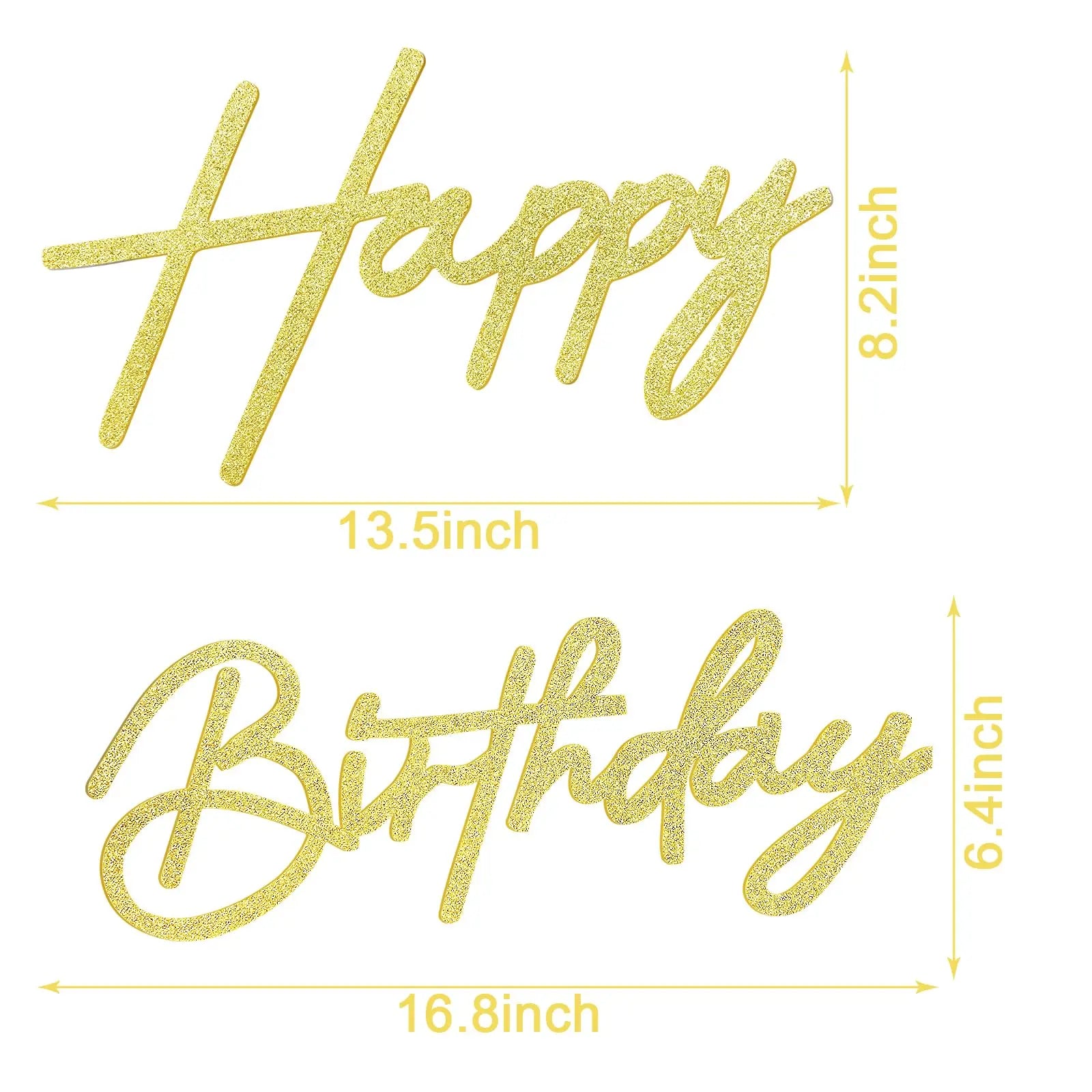 Glitter Gold Felt "Happy Birthday" Wall Sign – Reusable Party Backdrop Letters for Baby Showers & Birthdays