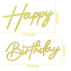 Glitter Gold Felt "Happy Birthday" Wall Sign – Reusable Party Backdrop Letters for Baby Showers & Birthdays