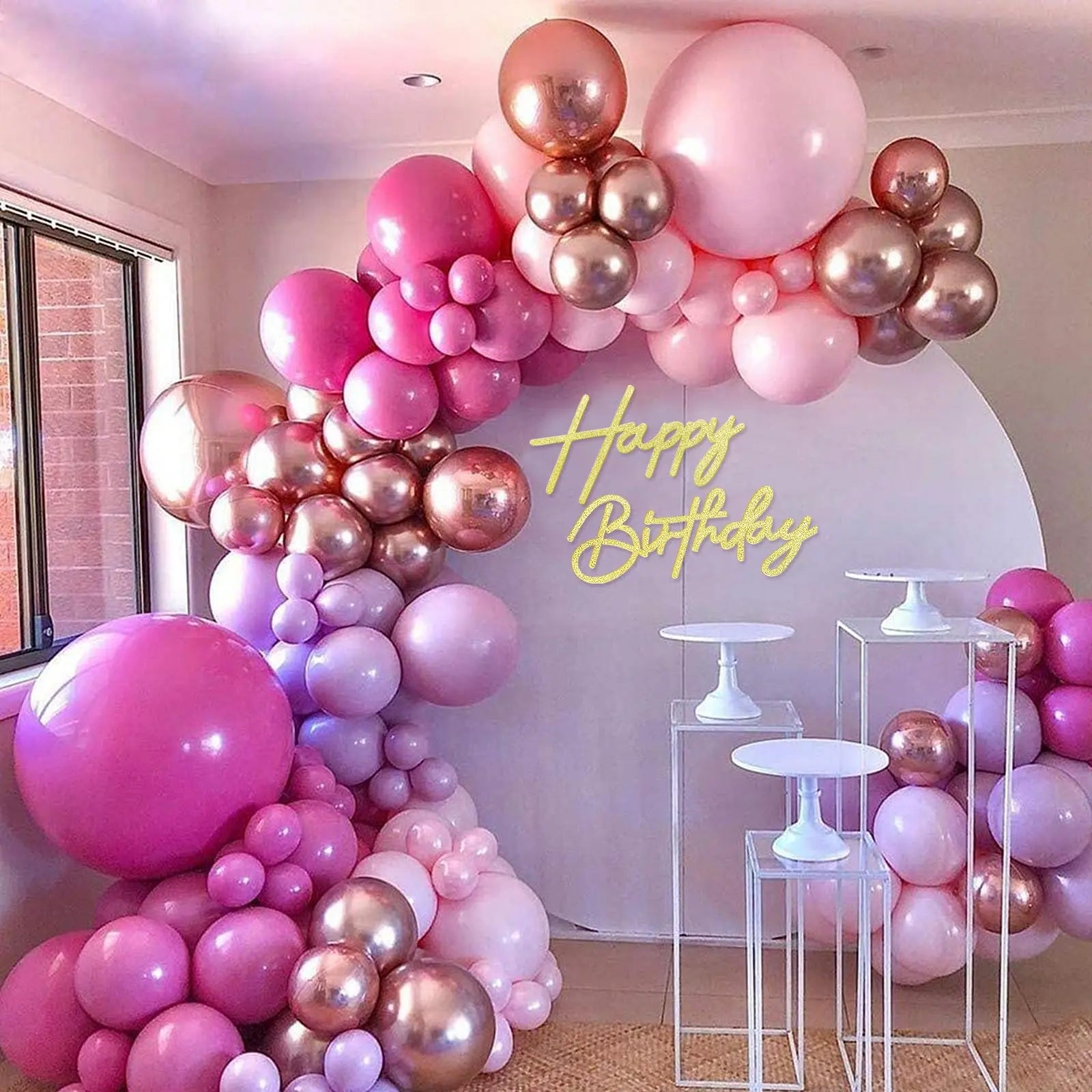 Glitter Gold Felt "Happy Birthday" Wall Sign – Reusable Party Backdrop Letters for Baby Showers & Birthdays