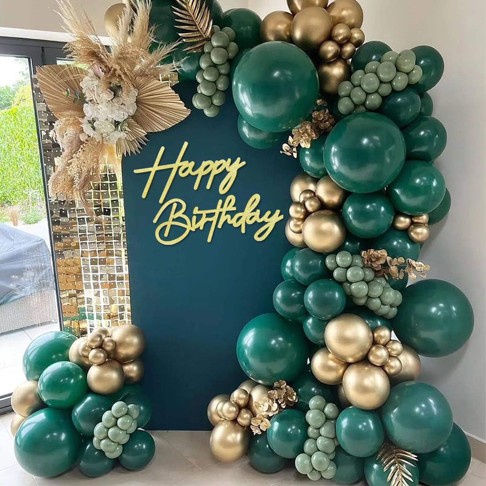 Glitter Gold Felt "Happy Birthday" Wall Sign – Reusable Party Backdrop Letters for Baby Showers & Birthdays