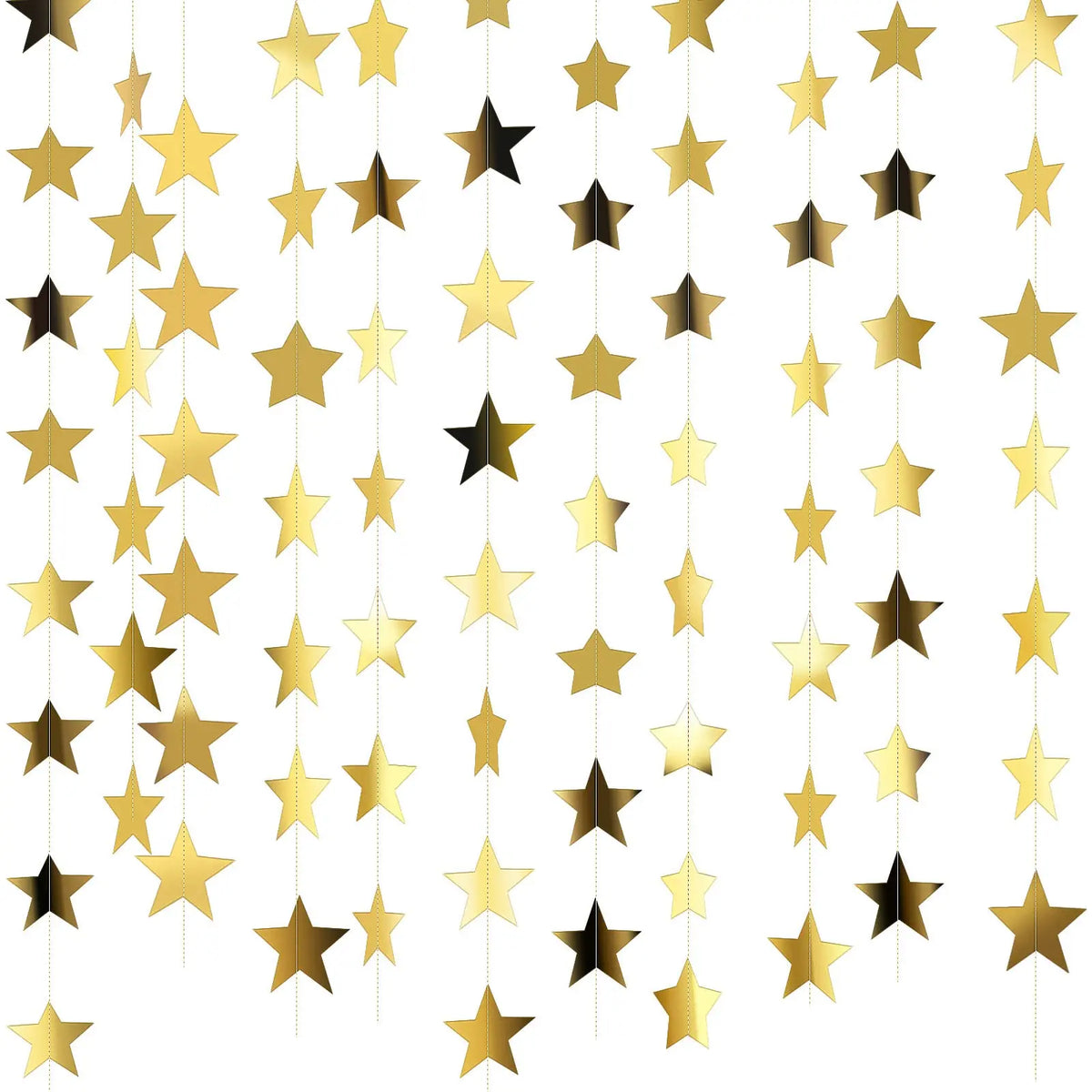 Glitter Star Garland Banner – 130ft Gold Hanging Backdrop for Parties & Events