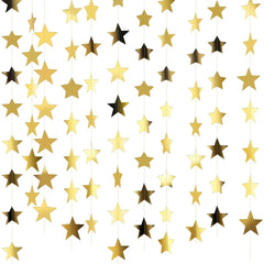 Glitter Star Garland Banner – 130ft Gold Hanging Backdrop for Parties & Events
