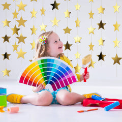 Glitter Star Garland Banner – 130ft Gold Hanging Backdrop for Parties & Events