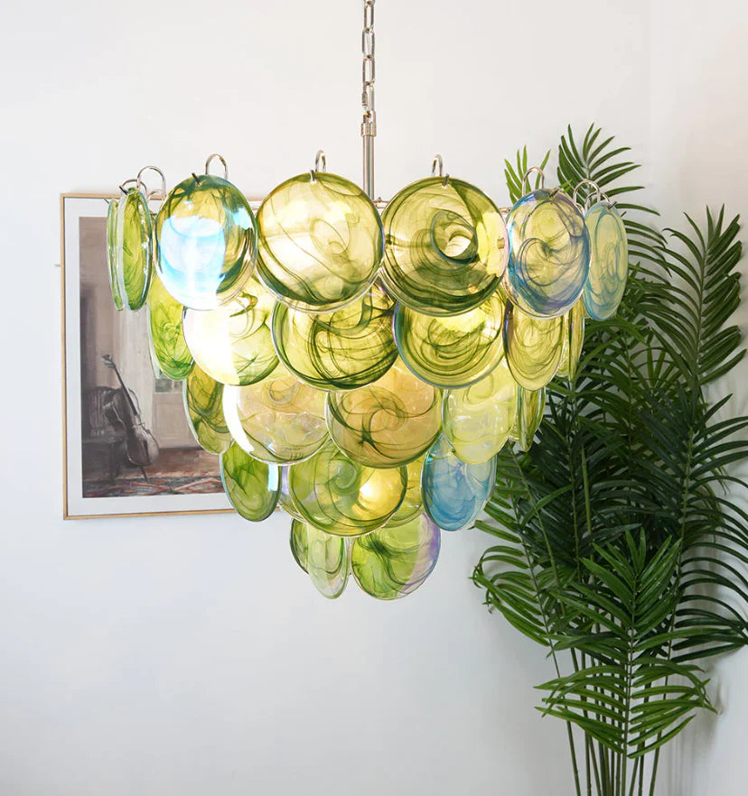 Green Murano Disc Chandelier - NexioPick