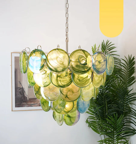Green Murano Disc Chandelier - NexioPick