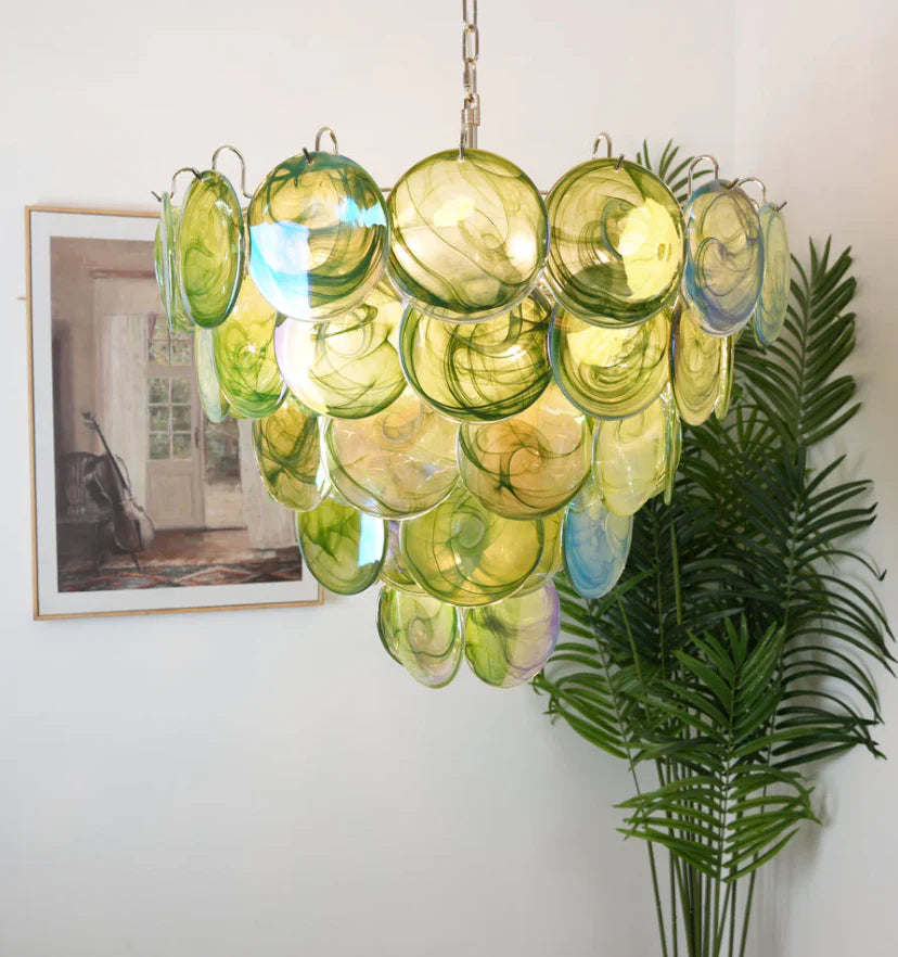 Green Murano Disc Chandelier - NexioPick