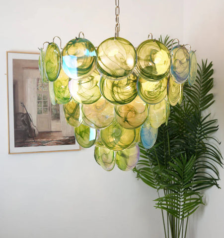 Green Murano Disc Chandelier - NexioPick
