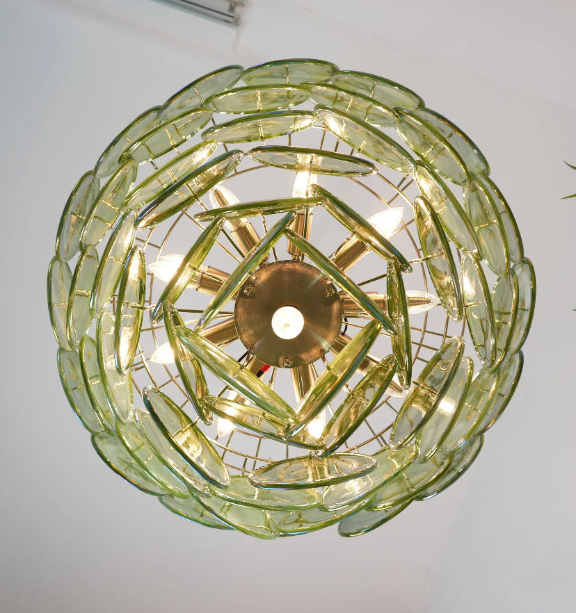 Green Murano Disc Chandelier - NexioPick