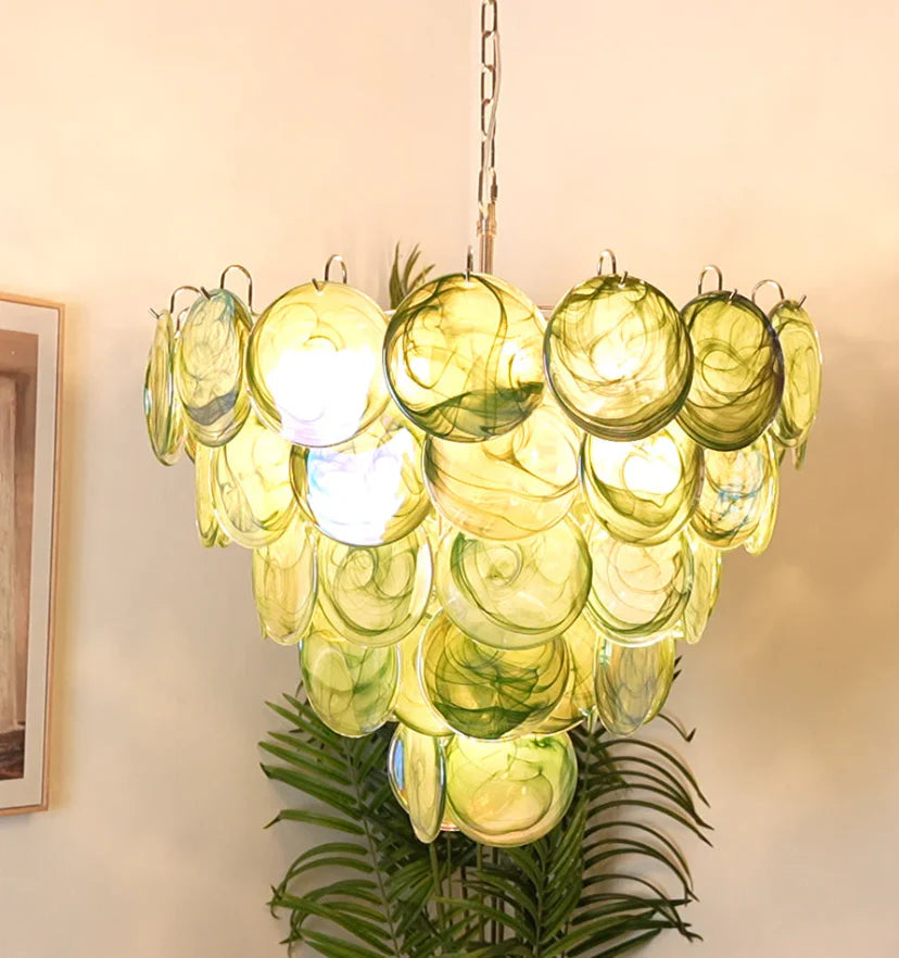 Green Murano Disc Chandelier - NexioPick