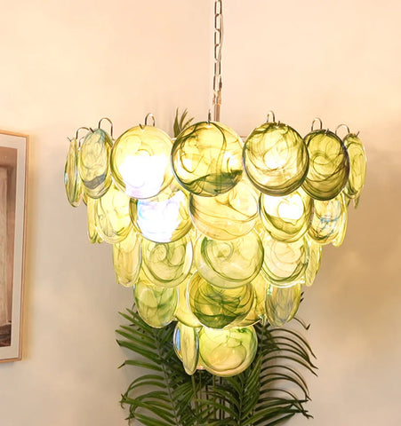 Green Murano Disc Chandelier - NexioPick