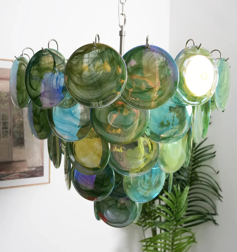 Green Murano Disc Chandelier - NexioPick